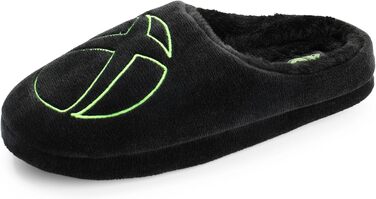 Чоловічі капці Xbox Slip-On з ігровим логотипом, чорний велюр з хутряною підкладкою та гумовою підошвою, розмір 43/44.5 EU