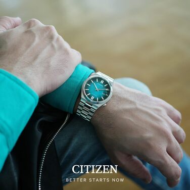 Чоловічий наручний годинник Citizen Tsuyosa автоматичний, аналоговий, бірюзовий циферблат