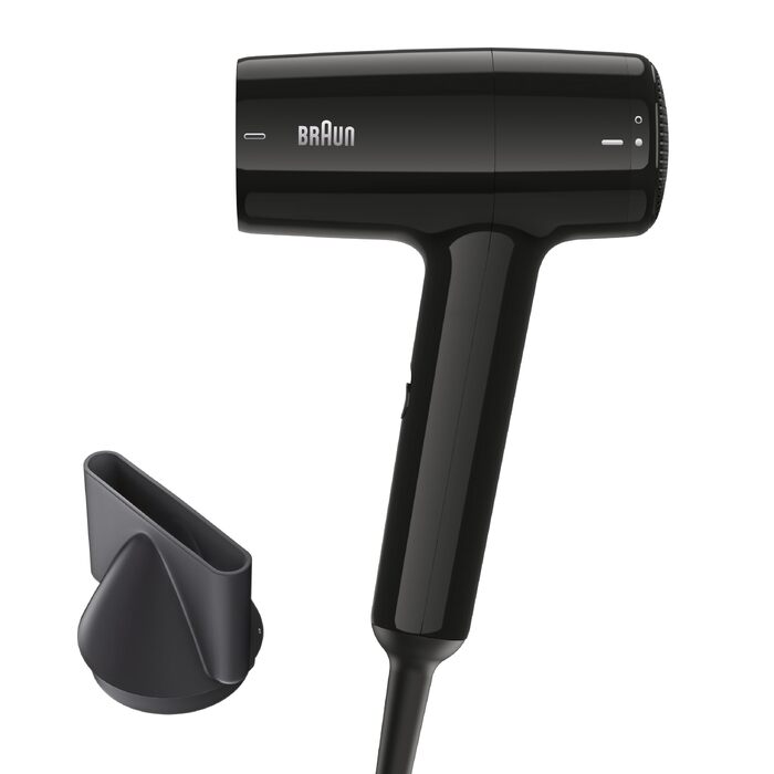 Фен для волосся Braun HD1.5 BRHD150E, 1800 Вт, компактний дорожній фен зі стилізуючою насадкою, 3 рівні температури та швидкості, чорний