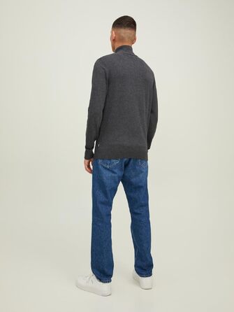 Чоловічий в'язаний кардиган Jack & Jones з чверть-застібкою на блискавці, однотонний (Розмір: L, Колір: Rosin)