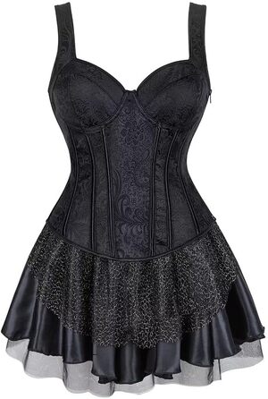 Сукня-корсет з корсетом, чорна, для жінок. Ефектний корсаж, шнуровка, блискавка, страпи, бурлескний стиль. Розмір XS. Модель Black7024