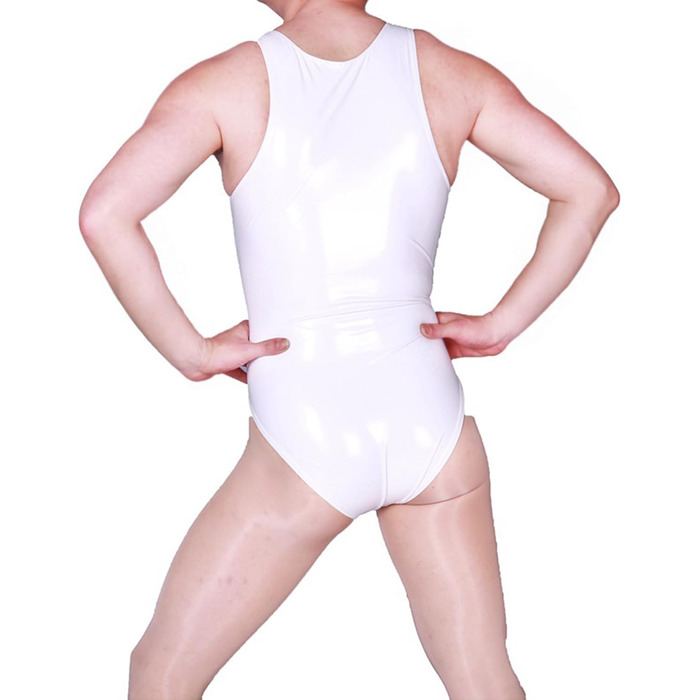 Сексуальний латексний комбінезон з шортами та стрінгами для сцени та вечірок (XXL, Білий)