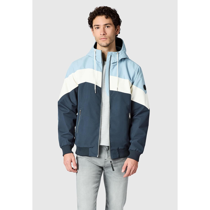 Чоловіча легка демісезонна куртка Ragwear Stewie Block: водонепроникна та дихаюча з капюшоном, Dusty Blue, розмір S-4 (M)