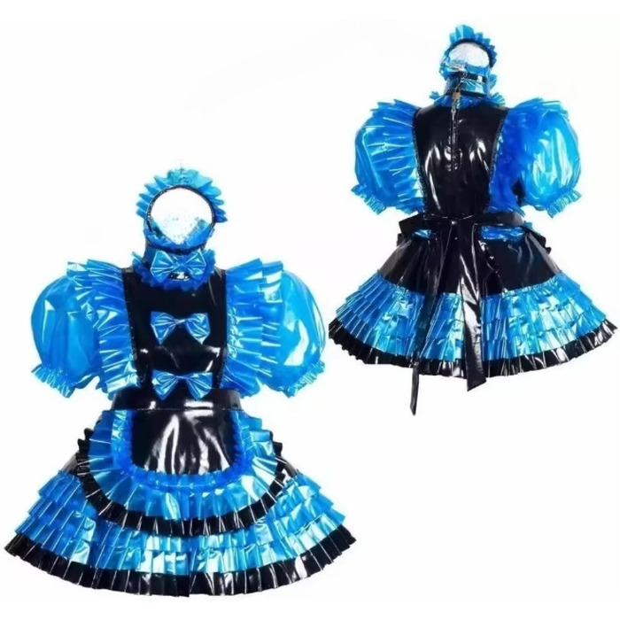 Костюм для косплею DDINGHOONQPODFR: сукня для служанки з ПВХ, чоловічий, блакитний, індивідуальне пошиття