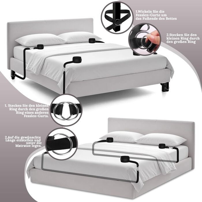 Набір для БДСМ з петлями та наручниками: петлі для ліжка, наручники, розтяжка, фіксатори для ніг (5 шт.)