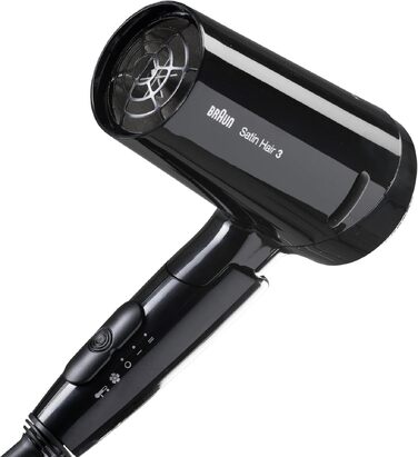 Фен для волосся Braun Satin Hair 3 Style&Go HD350 з іонізацією IonTec, складаний, 1600 Вт, чорний