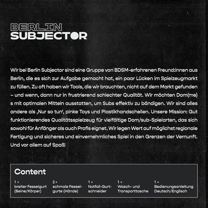 Subjector® Unabler: Набір для БДСМ-ігор для пар, німецька якість. Феттери, наручники, для жінок та чоловіків. Ідеально для початківців та досвідчених користувачів.