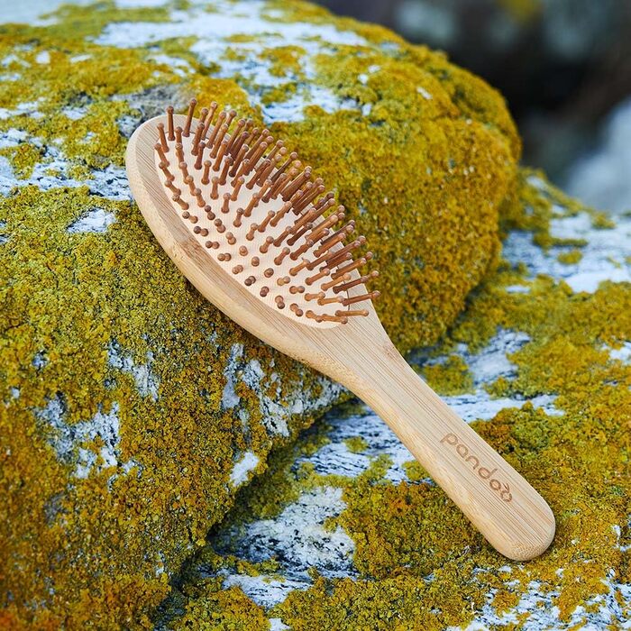 Бамбукова щітка для волосся pandoo Paddle Brush — масажна щітка з закругленими бамбуковими щетинками для розплутування та щоденного догляду