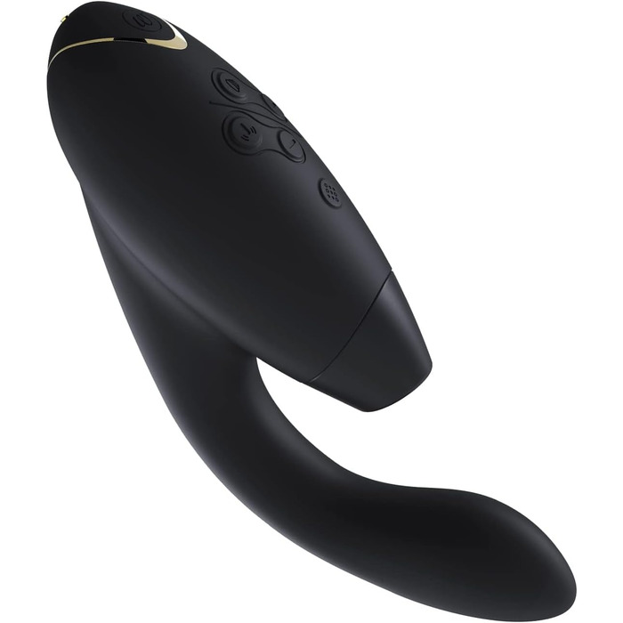 Womanizer DUO 1: Вібратор-заспокійник та стимулятор G-точки з присоскою, 12 рівнів інтенсивності, чорний/золотий