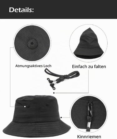 Сонцезахисний капелюх-панама Zylioo XXL/XL/L, великий розмір, швидкосохнучий рибальський капелюх від UV-променів для гольфу та відпочинку, чорний