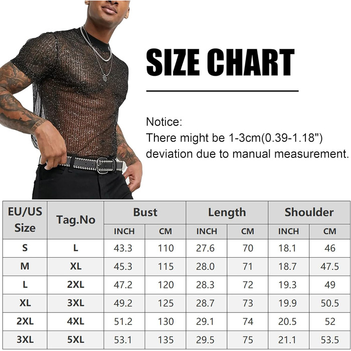 Чоловіча футболка AIEOE з блискучим дизайном - дихаюча клубна футболка з сітки, чорна