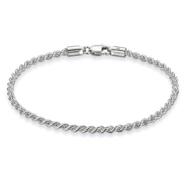 Срібний браслет LeCalla 925 Sterling Silver 4 мм, класичний плетений ланцюг «канатка» з алмазною огранкою, Італія, довжина 8 дюймів (унісекс)