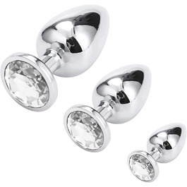 Набір аналплагів Klein Medium Groß з металу з кристалами та діамантами (білий)