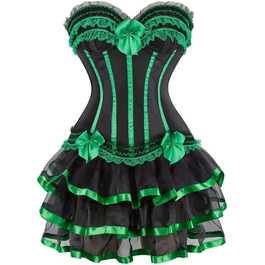 Сукня корсетна з корсетом, бюстєром, сексуальна смугаста мереживна сукня, корсет, готичний рок, жіноча сукня, бурлеск, 6XL, зелена