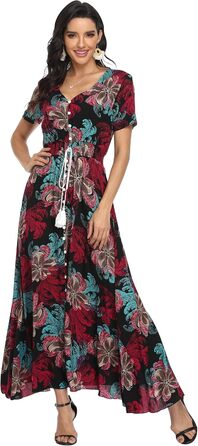 Сукня максі А-силуету VintageClothing жіноча чорно-квіткова (S)