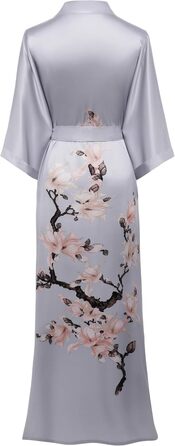 Кимоно-халат Babeyond з квітковим принтом, атласний, для вечірок, сірий (один розмір)