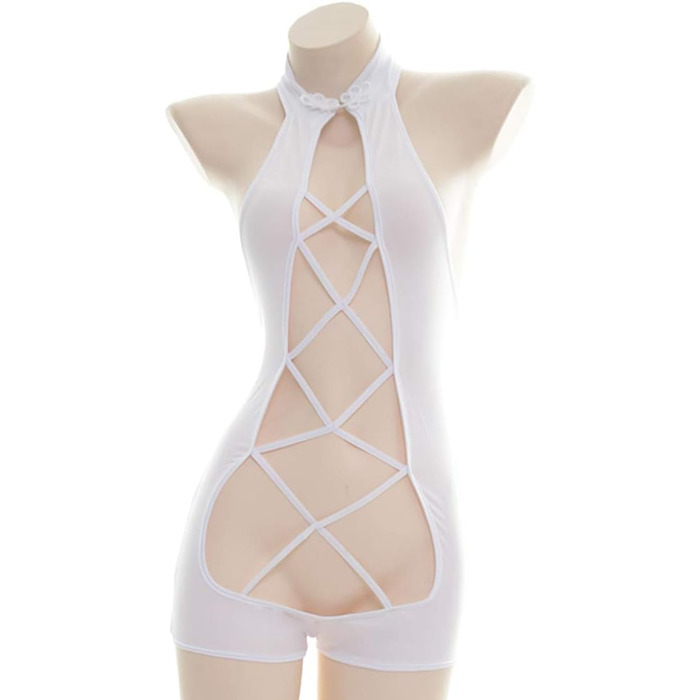 Японський купальник YOMORIO в стилі аніме, з вирізом, чеонгсам, косплей, комбінезон, універсальний розмір, білий