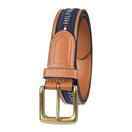 Чоловічий повсякденний ремінь Tommy Hilfiger з текстильною вставкою та класичною пряжкою, темно-синій (Navy), розмір 40