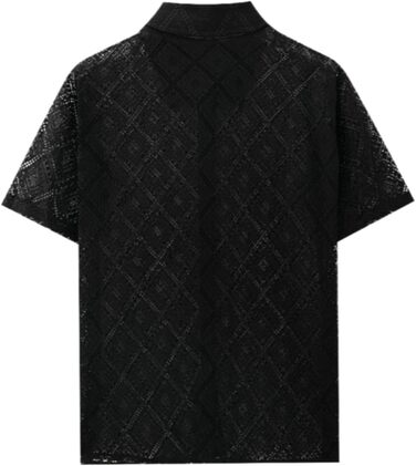 Чоловіча сорочка SOOUICKER з мереживом, короткий рукав, літня, вільний крій, для відпочинку, на вечірку, біла (чорна, 3XL)