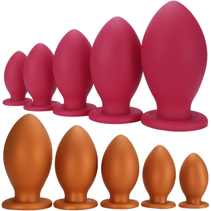 Анальний плагін JFRong з силікону, 5 розмірів, з присоскою, для анального та вагінального використання, стимулятор G-точки, масаж простати, анальні іграшки для дорослих (Golden-L)