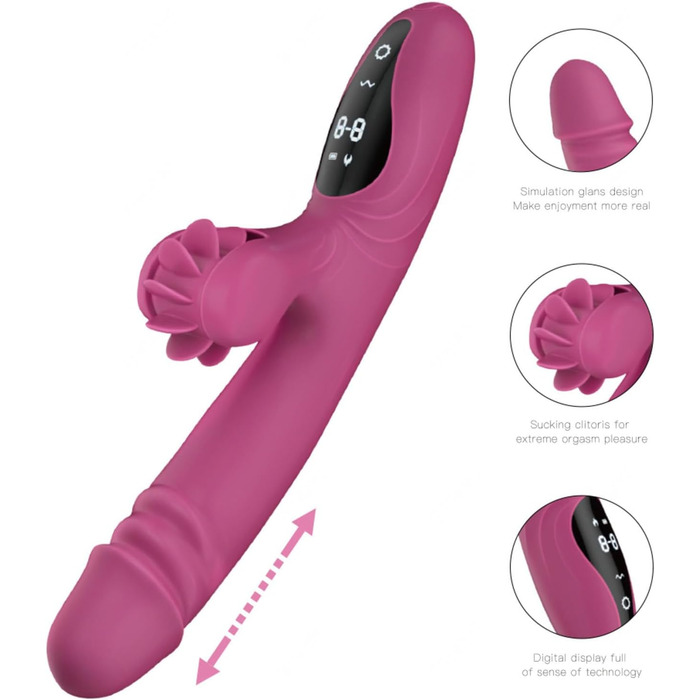 Вібратор для жінок з 9 функціями та підігрівом: Rabbit, стимуляція G-точки, фіолетовий
