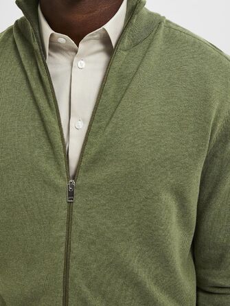 Чоловічий в'язаний кардиган на блискавці SELECTED HOMME, колір Vineyard Green (меланж), розмір L