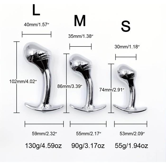 Металевий набір анальних заглушок HXLXW, S/M/L, стимуляція простати, для чоловіків та жінок