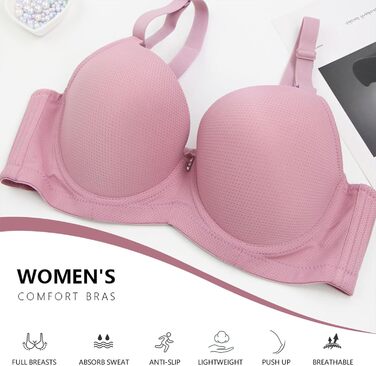 Бюстгальтер з пуш-ап, кісточки, великий розмір 44/100E, бежевий, для підтримки та комфорту