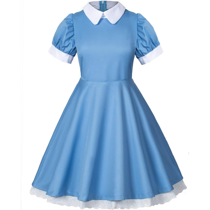 Костюм для косплею в стилі аніме Lolita, французька служниця, 6 предметів: спідниця, рукавички, головний убір, шкарпетки, XXL, блакитний