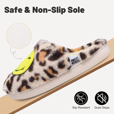 Зимові домашні капці SMILEYWORLD® з ефектом пам'яті Memory Foam, м'які плюшеві пантофлі для жінок та чоловіків (Леопард, 42/43 EU)