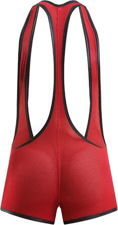 Чоловічий боді з сітки Swbreety для боротьби та тренувань, лонгсліп, червоний, розмір M
