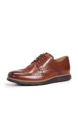 Чоловічі шкіряні туфлі Cole Haan Grand Wingtip Oxford коричневого кольору Woodbury Ivory, розмір 43.5 EU