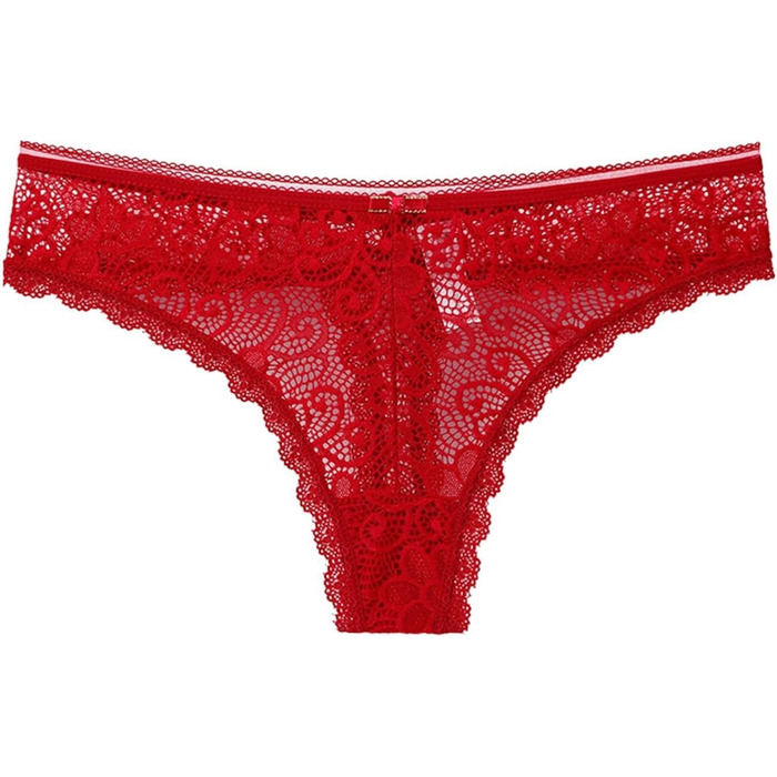 Сексуальні жіночі труси-танга з мереживом, 3 шт./набір, низька талія, безшовні G-стрінги, червоний колір, розмір XL