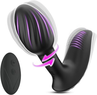 Анальні вібратори PQKuss з ротаційним ефектом: масажер простати, стимулятор, анальний дildo для пар, 9 режимів вібрації