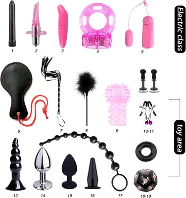 Набір для БДСМ: кайдани, наручники, анальний плагін, кліпси для сосків, плетіння, маска для очей, 28 шт. (фіолетовий)