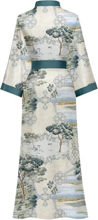 Жіночий халат з довгим рукавом з шовку, сатин, кімоно, квітковий принт, універсальний розмір