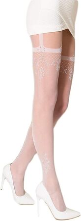 Штрих-шкарпетки Selente Lovely Legs для жінок, різні моделі, 20-60 DEN, виготовлено в ЄС (S, білі прикраси-20 DEN)