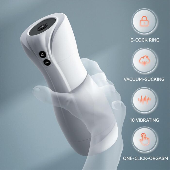 Масажер для чоловіків з 4 режимами всмоктування, 10 вібраційними режимами та функцією нагріву. Стимулятор пеніса, чорний