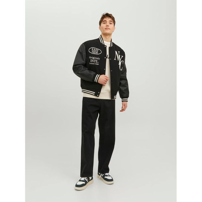 Чоловічі широкі джинси Jack & Jones JJIALEX Baggy Fit, чорний денім, 30W / 32L