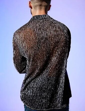 Чоловіча прозора футболка Panegy з мереживом та сіткою, чорна (M)