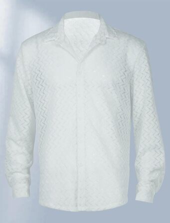 Футболка AIEOE для чоловіків, прозора, мереживна, довгарукава, тонка та дихаюча (L, білий 04)