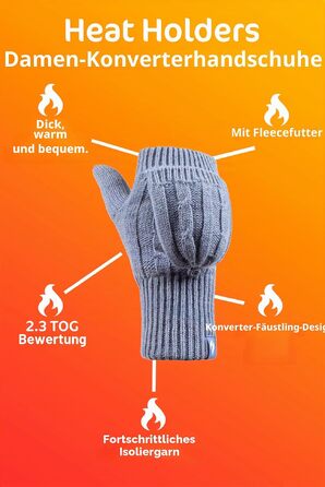 Жіночі зимові терморукавички без пальців Heat Holders, зігріваючі, фіолетові (2.3 tog)
