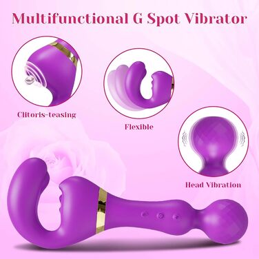 Вібратор дилда LYAMais G-Punkt з подвійним наконечником та 10 вібраціями для жінок. Силіконовий секс-іграшка для пар. Стимулятор клітора. Рожевий