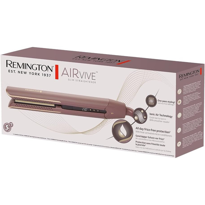 Випрямляч для волосся Remington AIRvive S8930 з іонною повітряною технологією, ультракерамічним покриттям та LCD-дисплеєм (150-230°C)