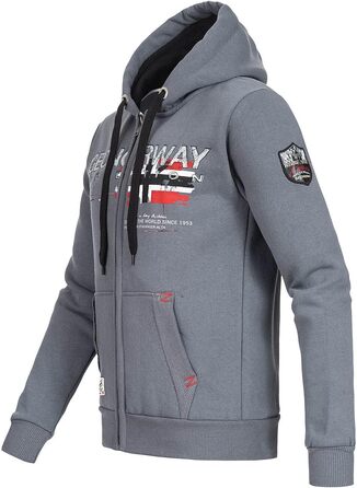 Чоловіча толстовка на блискавці Geographical Norway з капюшоном, темно-сіра, розмір S