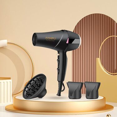 Професійний фен для волосся CONFU 2300W з іонною технологією, дифузором та вузьким соплом, AC-мотор, 3 температурні режими, 2 швидкості, 220V