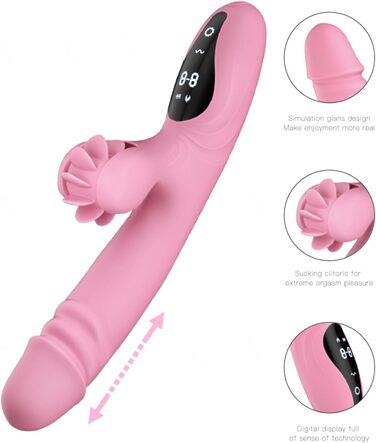 Вібратор для жінок Rabbit з 9 функціями та режимом нагріву (рожевий)