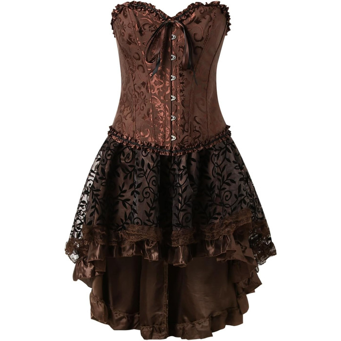 Жіночий корсет вінтажний з кісточками, з квітковим візерунком, великий розмір, з талієвим корсетом, з шнурівкою, з мереживом, золотий (L)