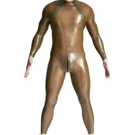 Комбінезон чоловічий з 100% натурального латексу ручної роботи, безкольоровий, XL