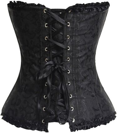Корсет жіночий Beauty-You, готичний стиль, з шнурівкою, з брокату, з ребрами (чорний з блискавкою, 44)